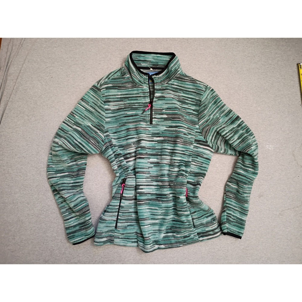 Chubbies Womens Quarter Zip Fleece Pullover Teal Green Space Dye Medium  Gorp